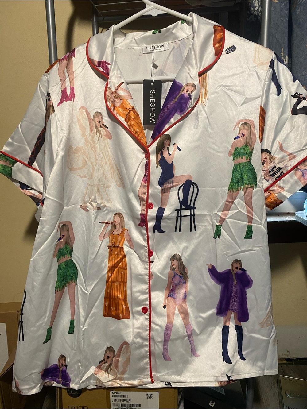 Sheshow Satin Button-Up Top and shorts pajamas Taylor Swift Aris Tour costumes